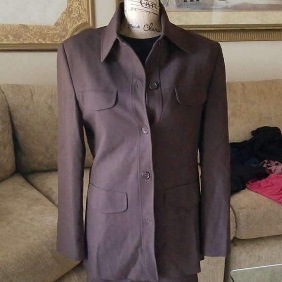 New ZARA 2 Piece Designer Suit in Dark brown. BOTH JACKET and SKIRT Included! - Picture 4 of 8
